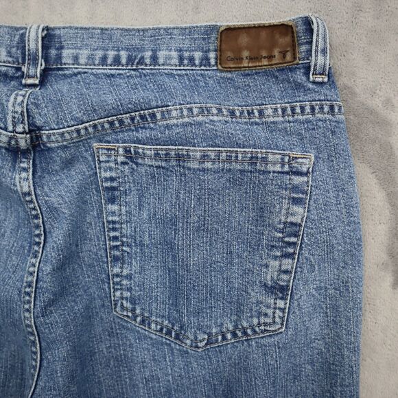 Calvin Klein Jeans Pants Womens 14 Blue Denim Flat Front Pockets High Rise - Picture 16 of 16